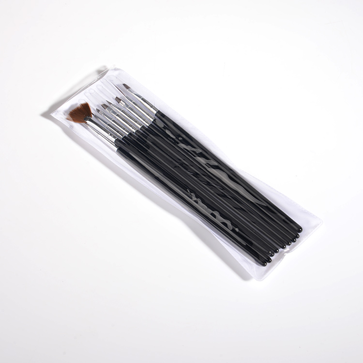 2020 New Fashionable Design Is Exquisite Acrylic With Rhinestones Black 10 Pcs Gel Nail Brush Set