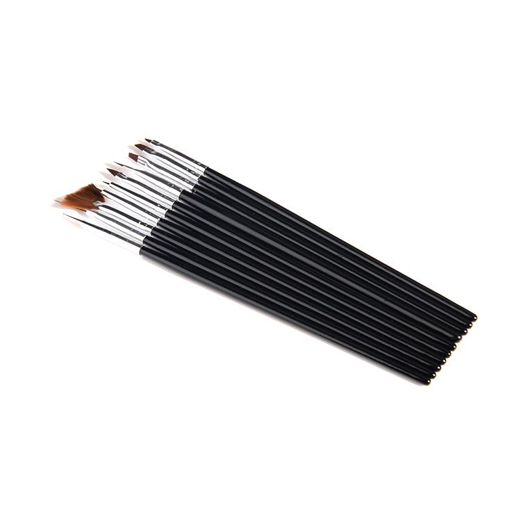 2020 New Fashionable Design Is Exquisite Acrylic With Rhinestones Black 10 Pcs Gel Nail Brush Set