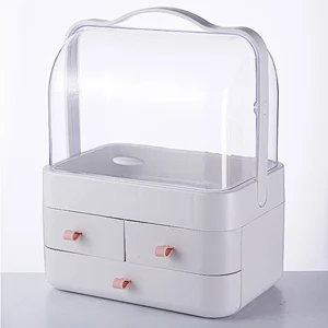 U portable cosmetics suitcase makeup organizer storage box skincare make up display box