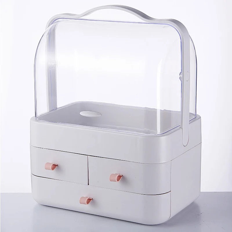 U portable cosmetics suitcase makeup organizer storage box skincare make up display box