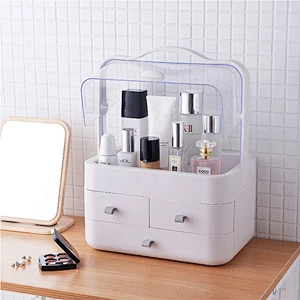 U portable cosmetics suitcase makeup organizer storage box skincare make up display box