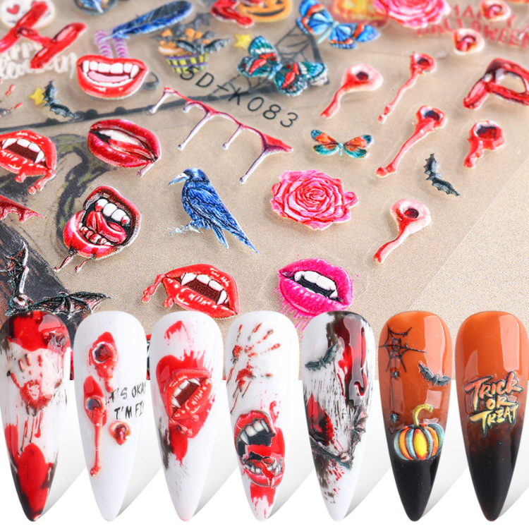 Halloween 5D Embossed Nail Stickers