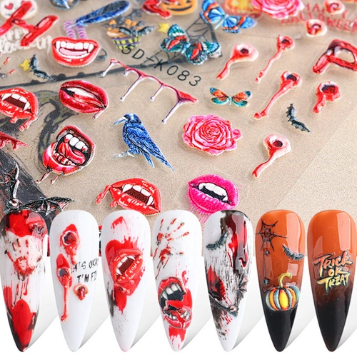 Halloween 5D Embossed Nail Stickers