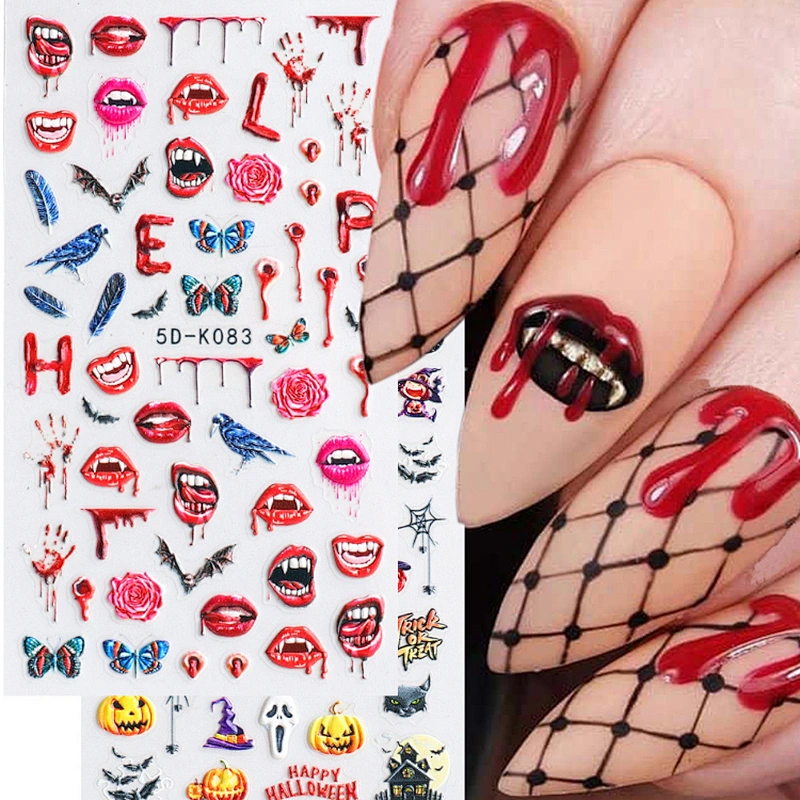 Halloween 5D Embossed Nail Stickers