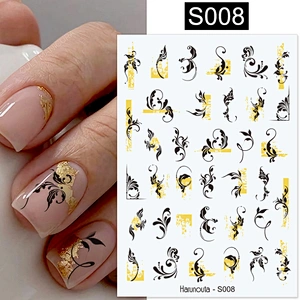 3D Plant Color block Fashion letter Avatar Nail Stickers