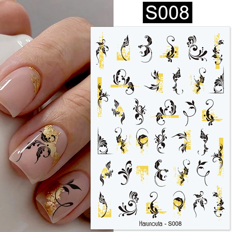 3D Plant Color block Fashion letter Avatar Nail Stickers