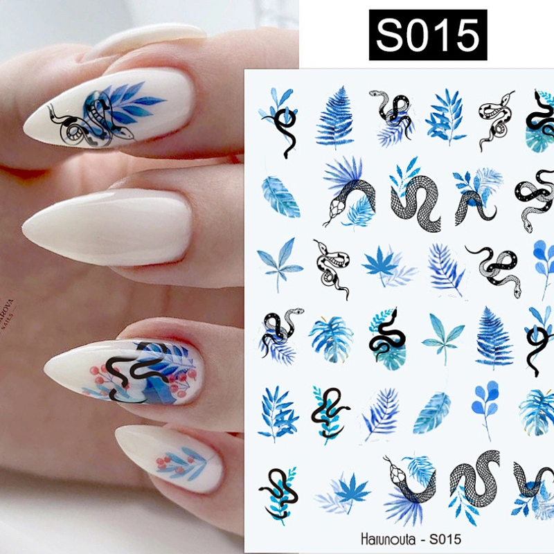 3D Plant Color block Fashion letter Avatar Nail Stickers