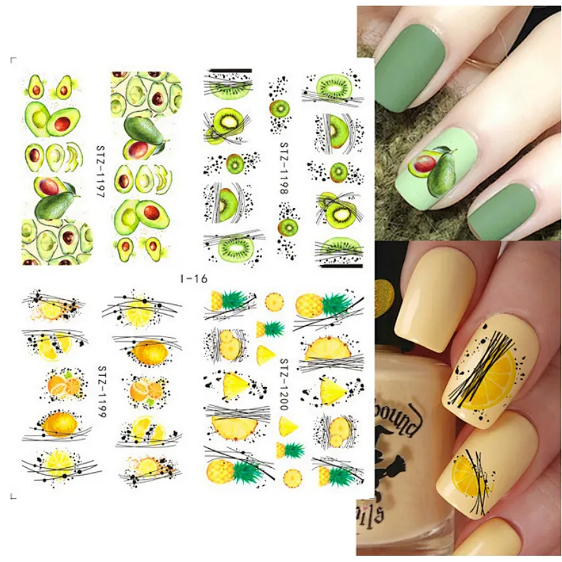 Spring and summer fruit butterfly flower nail stickers
