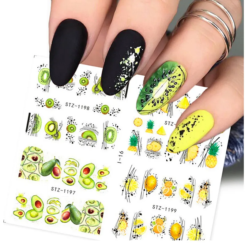 Spring and summer fruit butterfly flower nail stickers