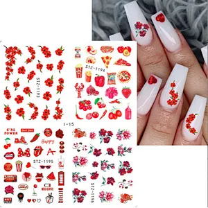 Spring and summer fruit butterfly flower nail stickers