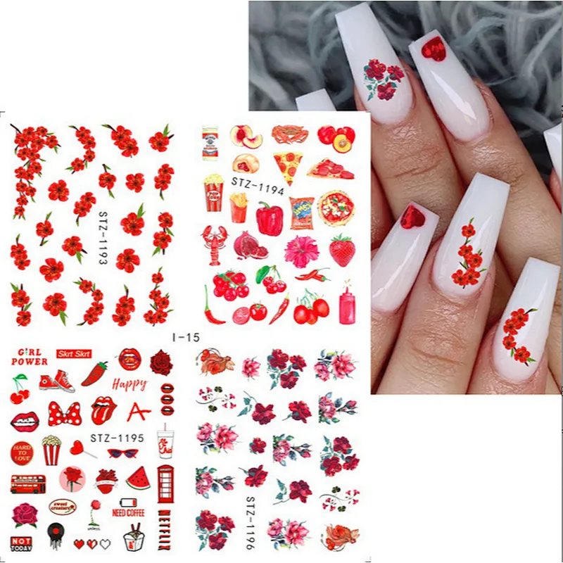 Spring and summer fruit butterfly flower nail stickers