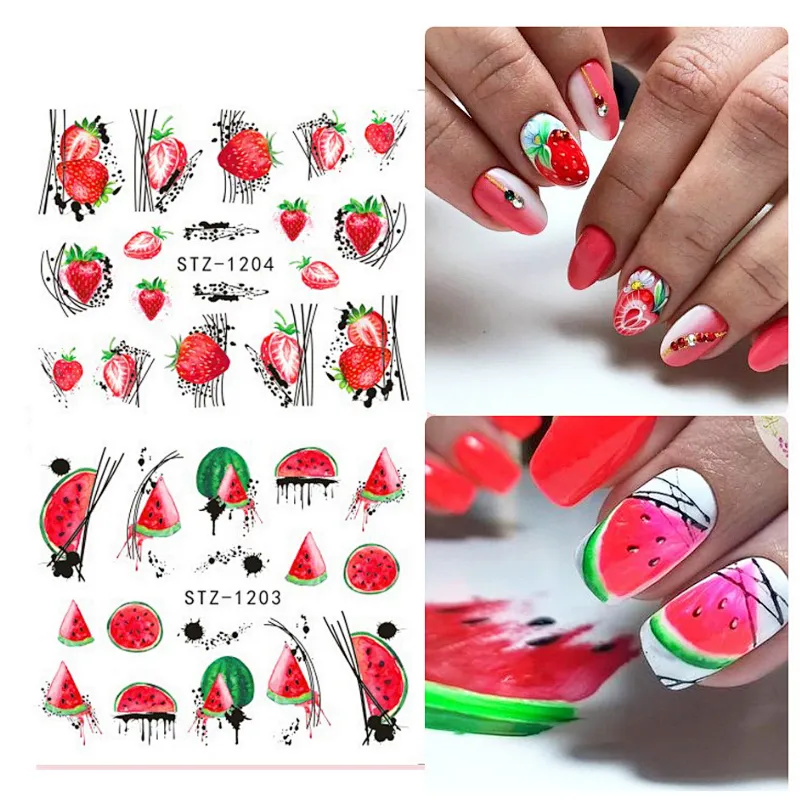 Spring and summer fruit butterfly flower nail stickers