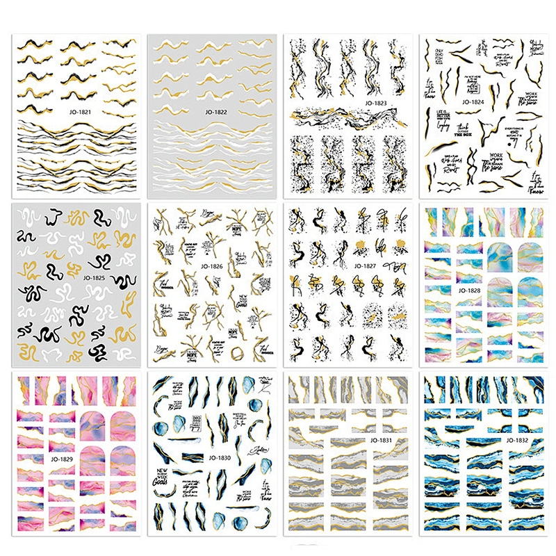 Marbled Gold Hills  Nail Stickers