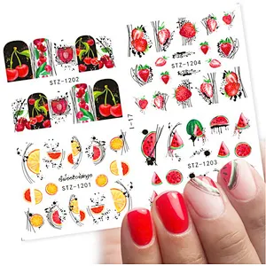 Spring and summer fruit butterfly flower nail stickers