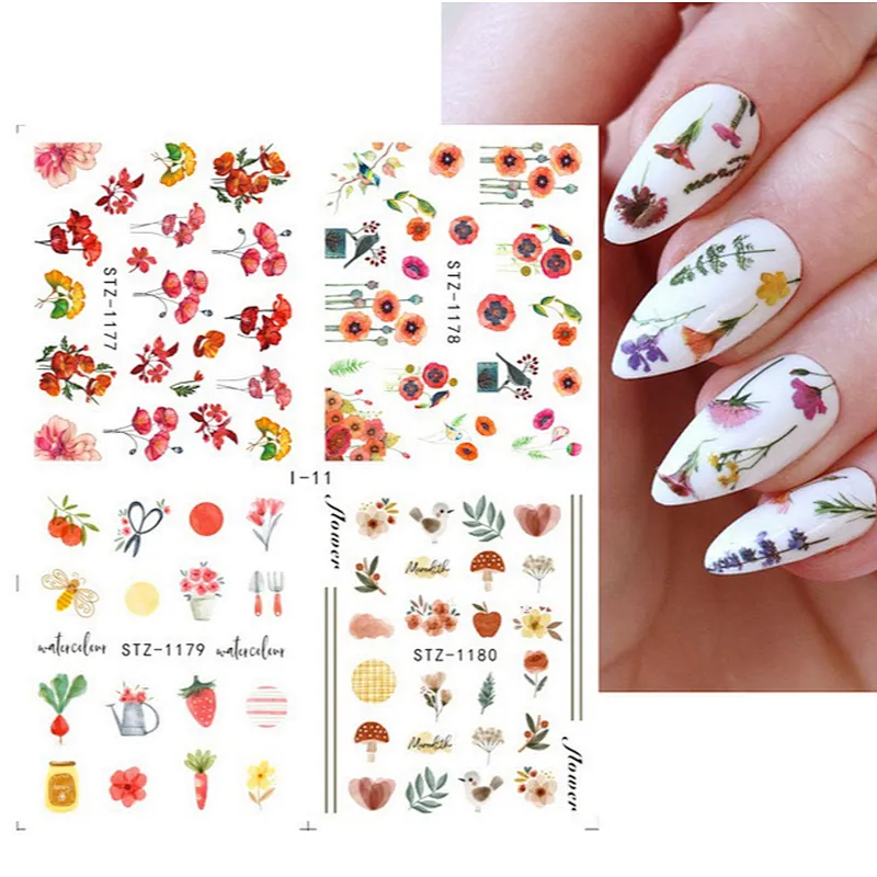 Spring and summer fruit butterfly flower nail stickers