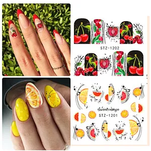 Spring and summer fruit butterfly flower nail stickers