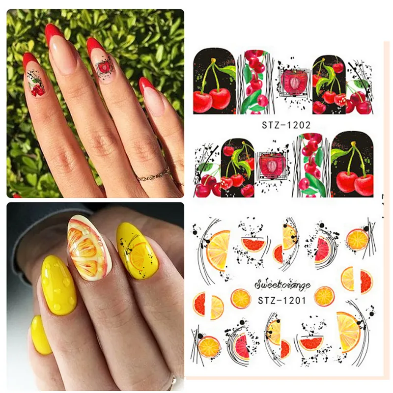 Spring and summer fruit butterfly flower nail stickers