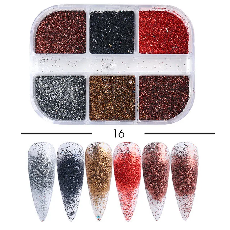 6 Grids Sugar Aurora Shell Mirror Powder