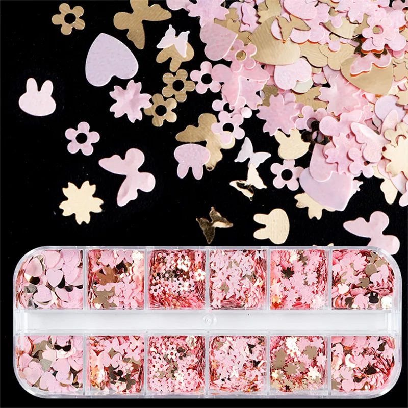 Butterfly Love Flower Rabbit Nail Sequins