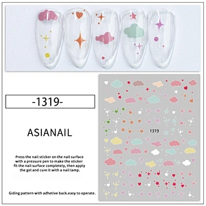 Dreamy Cloud/Moon/Stars/Shooting stars/Rainbow of Hearts Nail Stickers