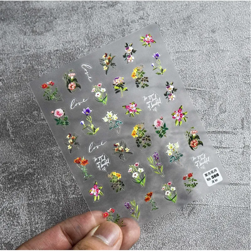 Spring Casually Picking Flowers Nail Stickers