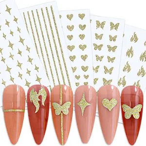 Gold and Silver Star Cure Love Nail Stickers