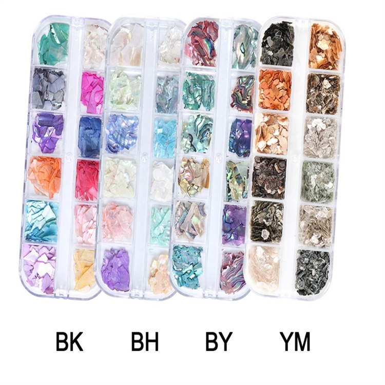 12 Grid Glitter Abalone Shell Flakes For Nail Art Decoration