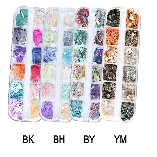 12 Grid Glitter Abalone Shell Flakes For Nail Art Decoration
