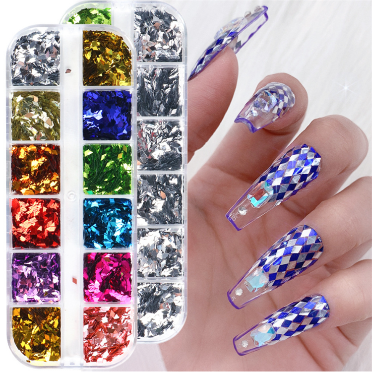 12 Grid Christmas Nail Sequin