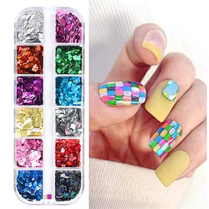 12 Grid Christmas Nail Sequin