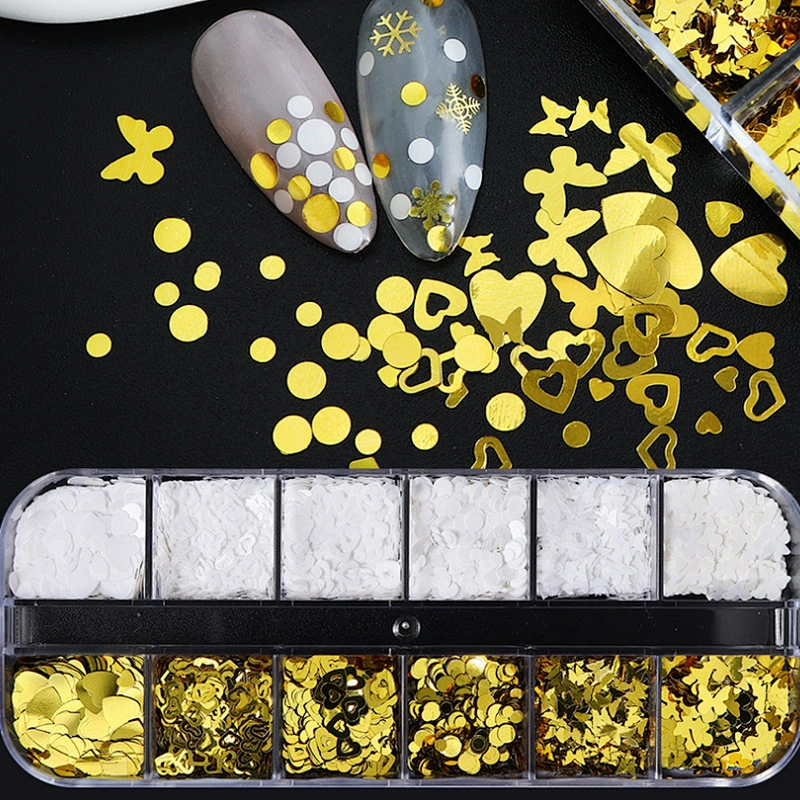 Love Heart Butterfly Flower Round Nail Sequins