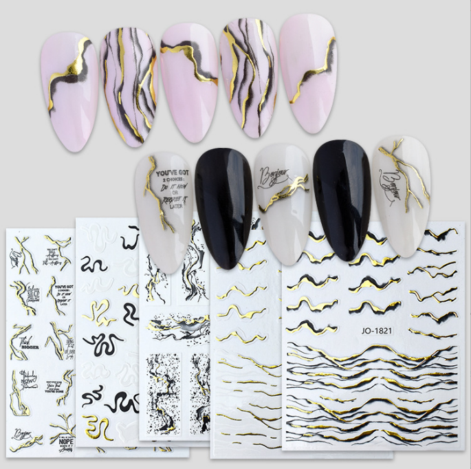 Marbled Gold Hills  Nail Stickers