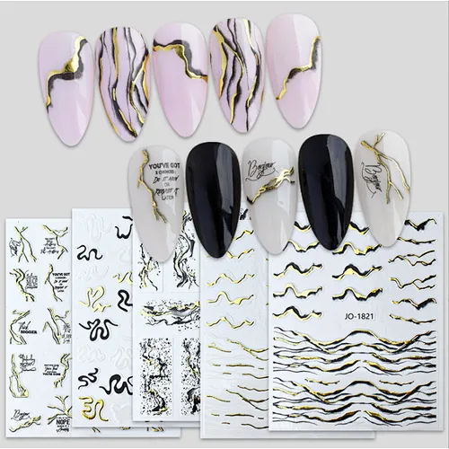 Marbled Gold Hills  Nail Stickers