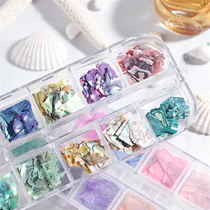 12 Grid Glitter Abalone Shell Flakes For Nail Art Decoration