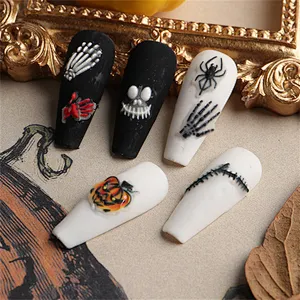 Halloween 5D Spider Web Pumpkin Skull  Nail Stickers