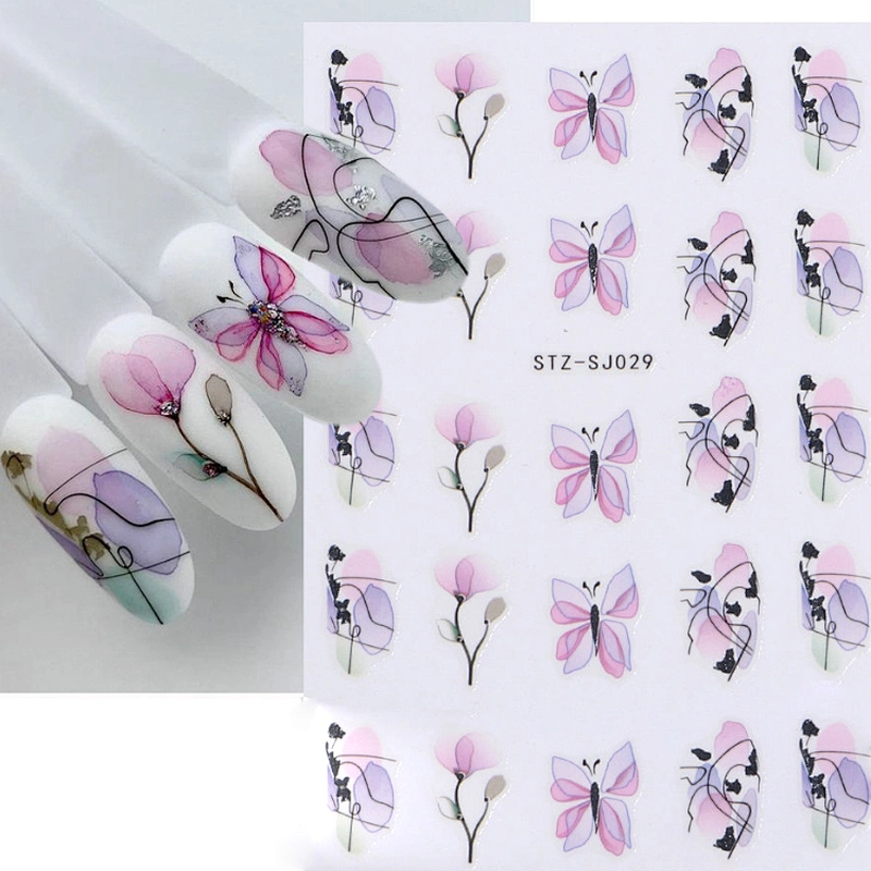 Rose gold leaf Back adhesive nail sticker Abstract nail stickers