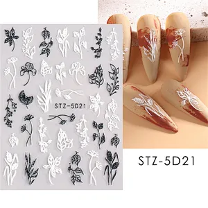 5D Lace Flower Nail Stickers