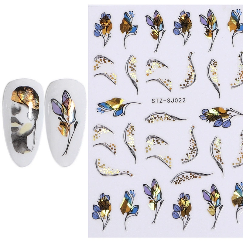 Rose gold leaf Back adhesive nail sticker Abstract nail stickers