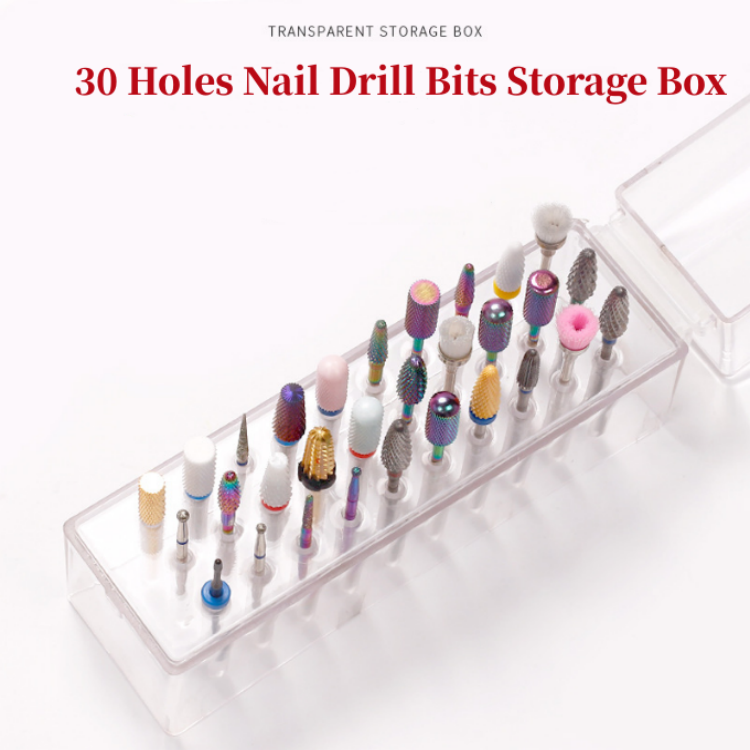 30 Holes Nail Drill Bits Storage Box