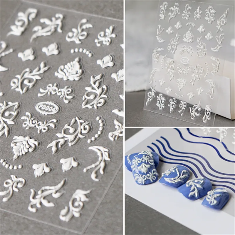 5D Flower Cookie Emoji Face Relief Nail Stickers