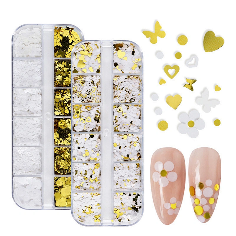 Love Heart Butterfly Flower Round Nail Sequins