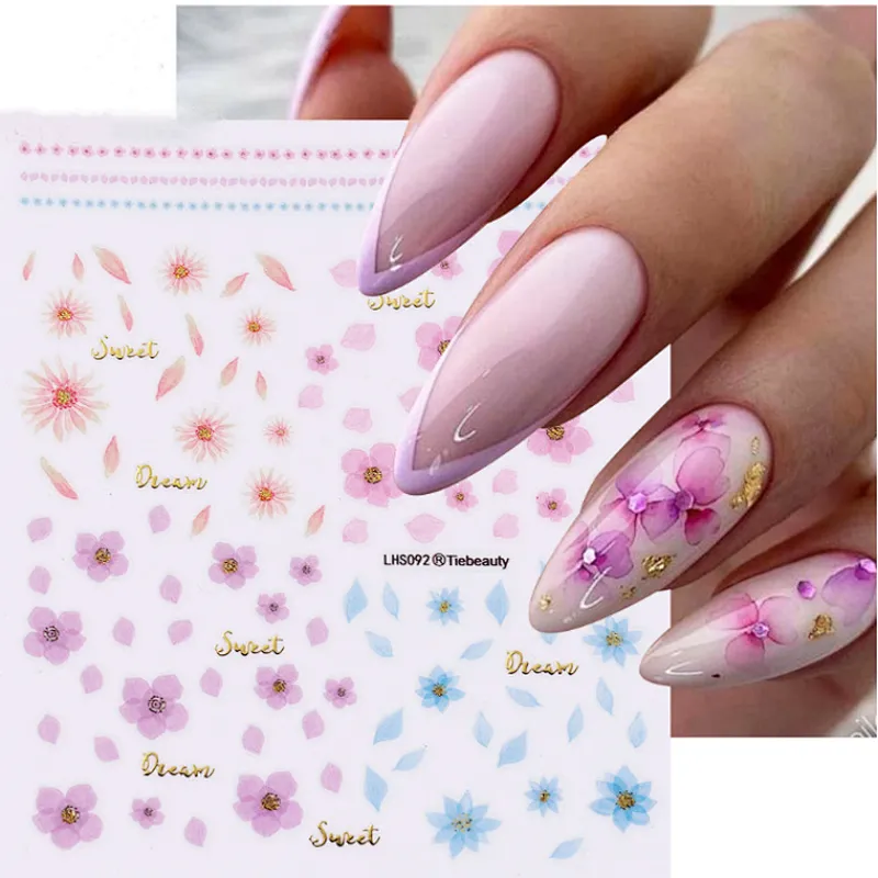Spring Flower Color Leaf Nail Stickers