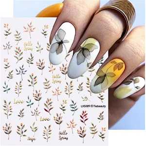 Spring Flower Color Leaf Nail Stickers