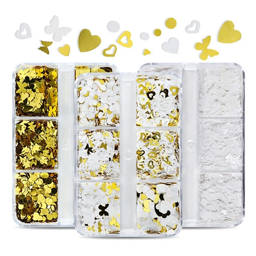 Love Heart Butterfly Flower Round Nail Sequins