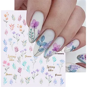 Spring Flower Color Leaf Nail Stickers