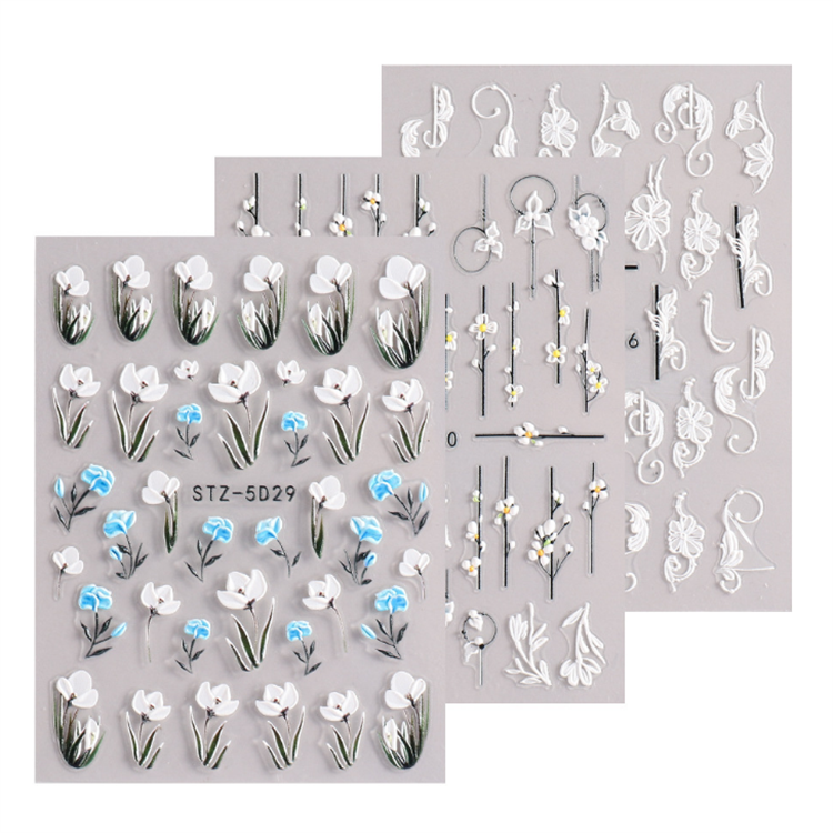 5D Lace Flower Nail Stickers