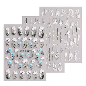 5D Lace Flower Nail Stickers