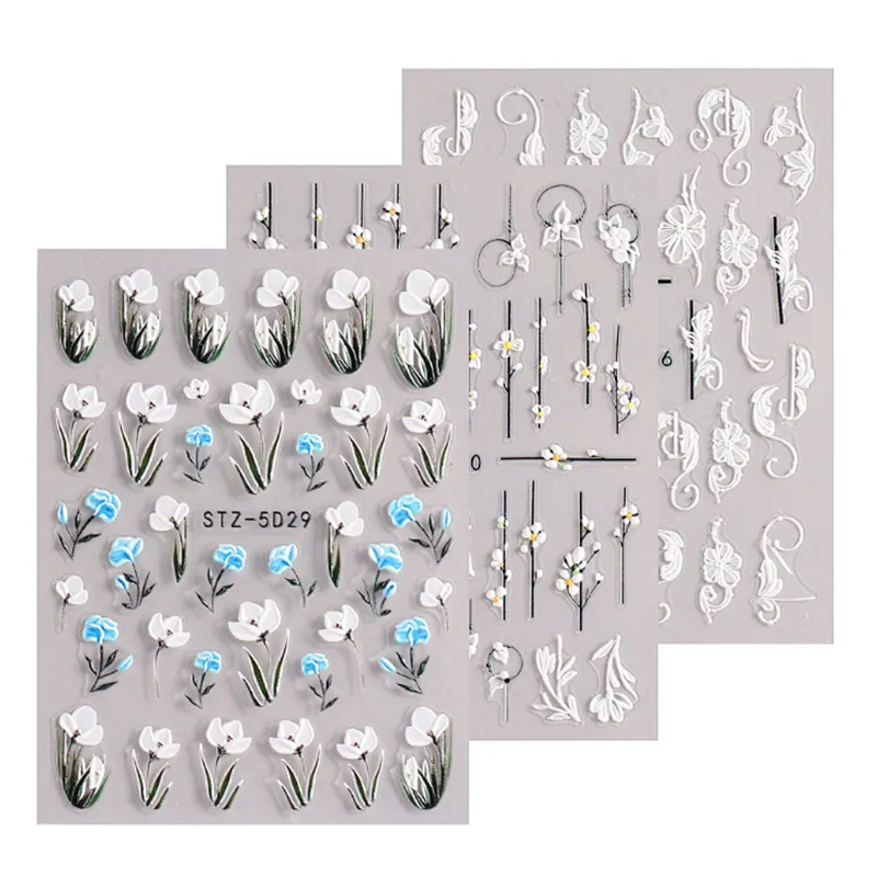 5D Lace Flower Nail Stickers