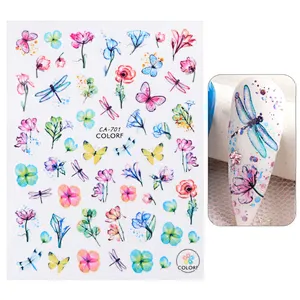 Spring Flower Color Leaf Nail Stickers