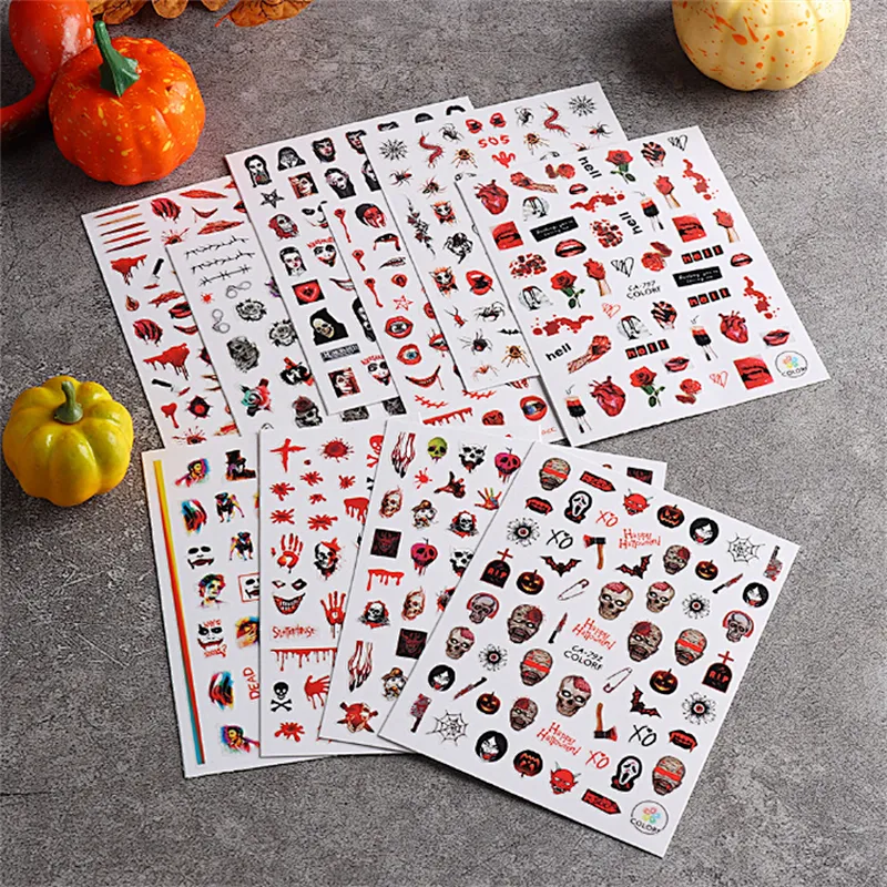 Halloween Skull Red Lips Nail Sticker